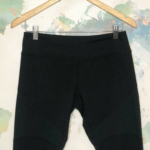 Zella Mesh Accent Leggings Size Medium Black - Picture 2 of 8
